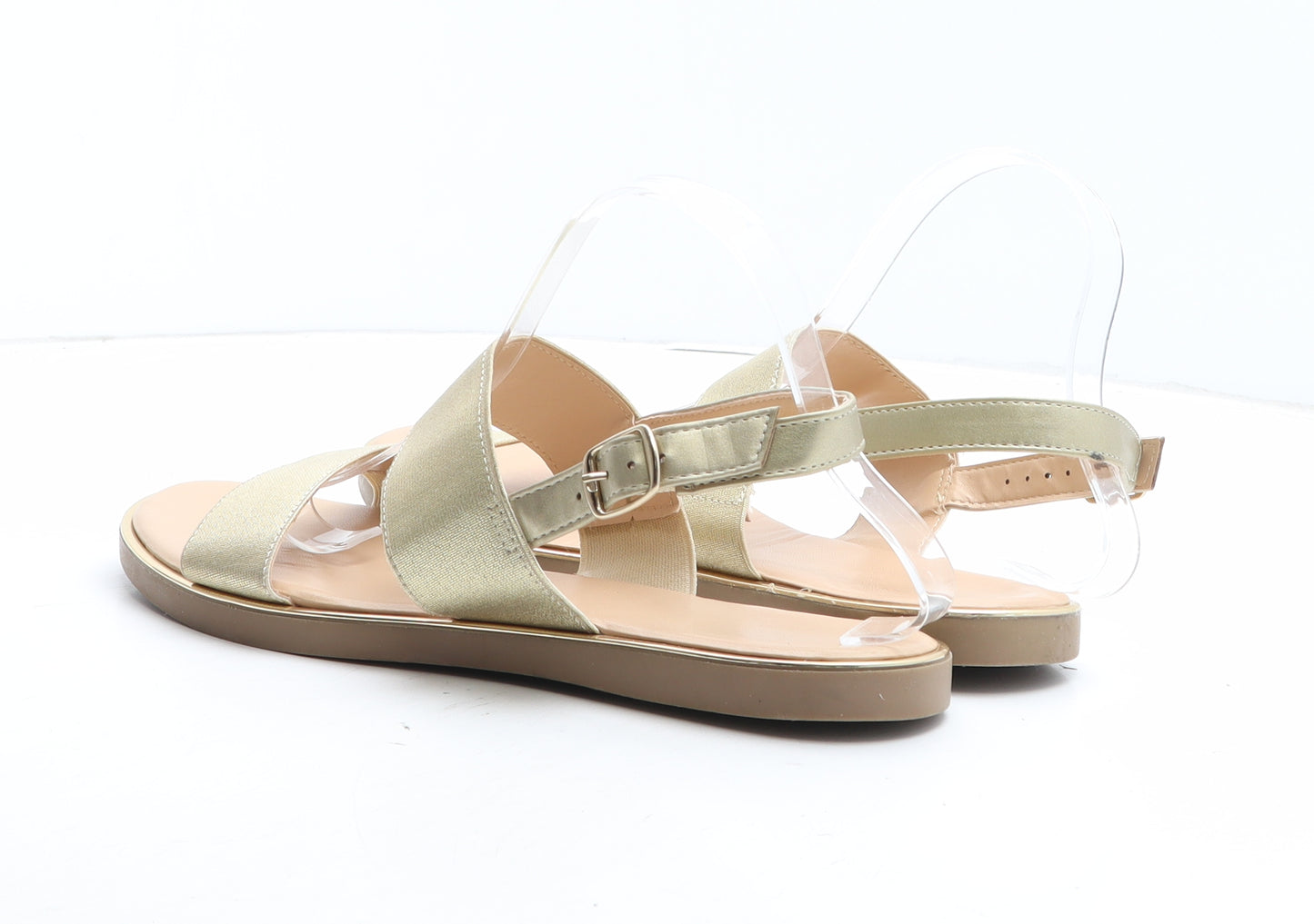 Preworn Womens Gold Synthetic Slingback Sandal UK