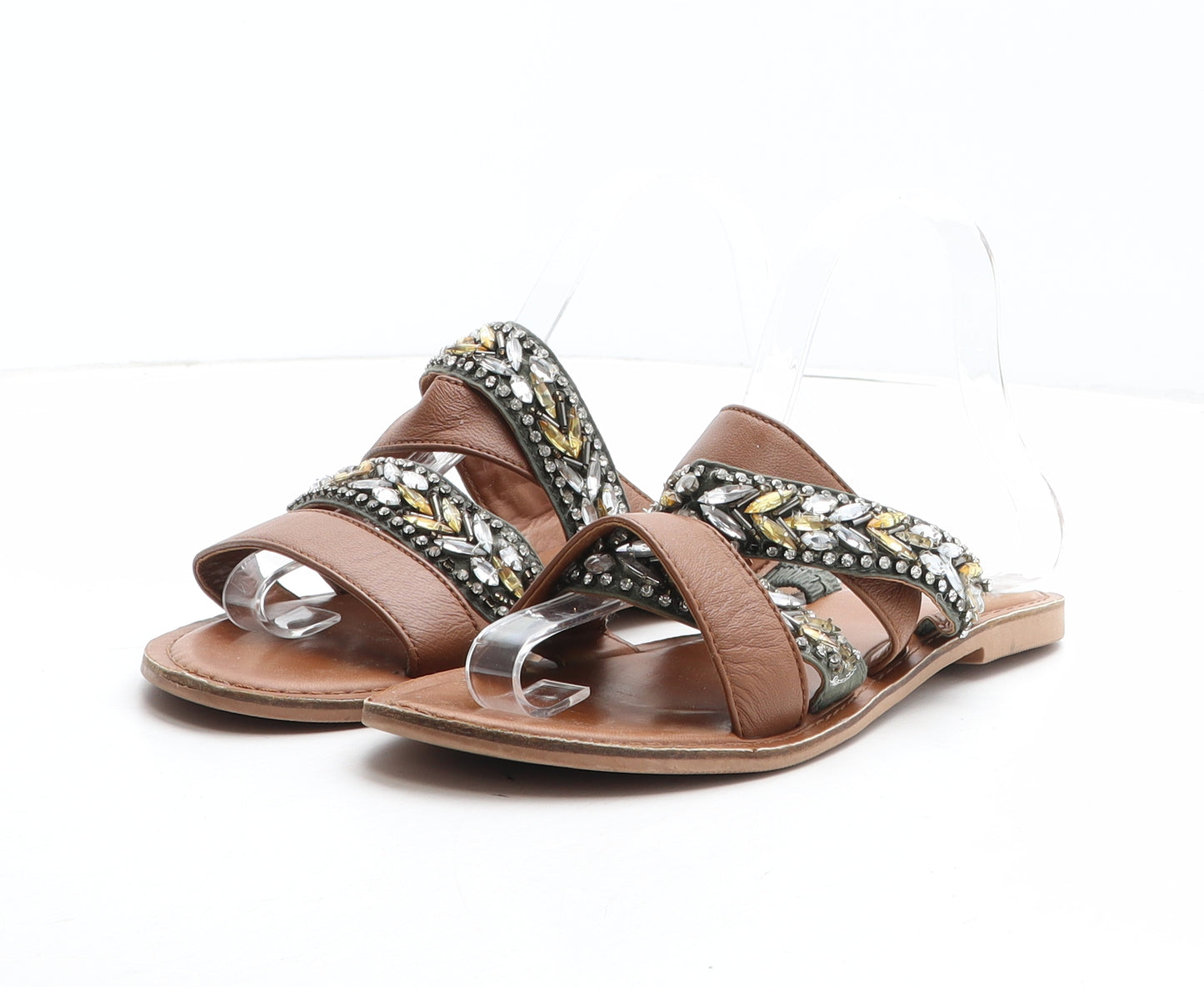 Casa Di Rosa Womens Brown Synthetic Slip On Sandal UK