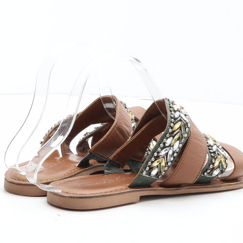 Casa Di Rosa Womens Brown Synthetic Slip On Sandal UK