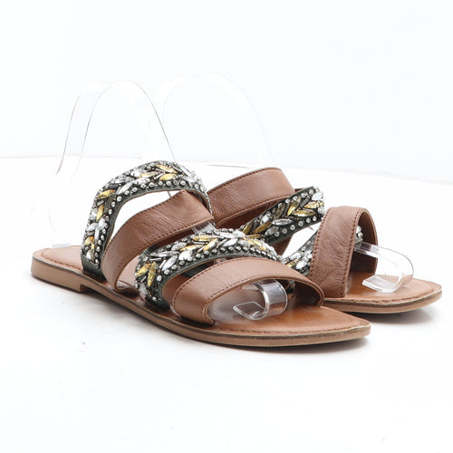 Casa Di Rosa Womens Brown Synthetic Slip On Sandal UK