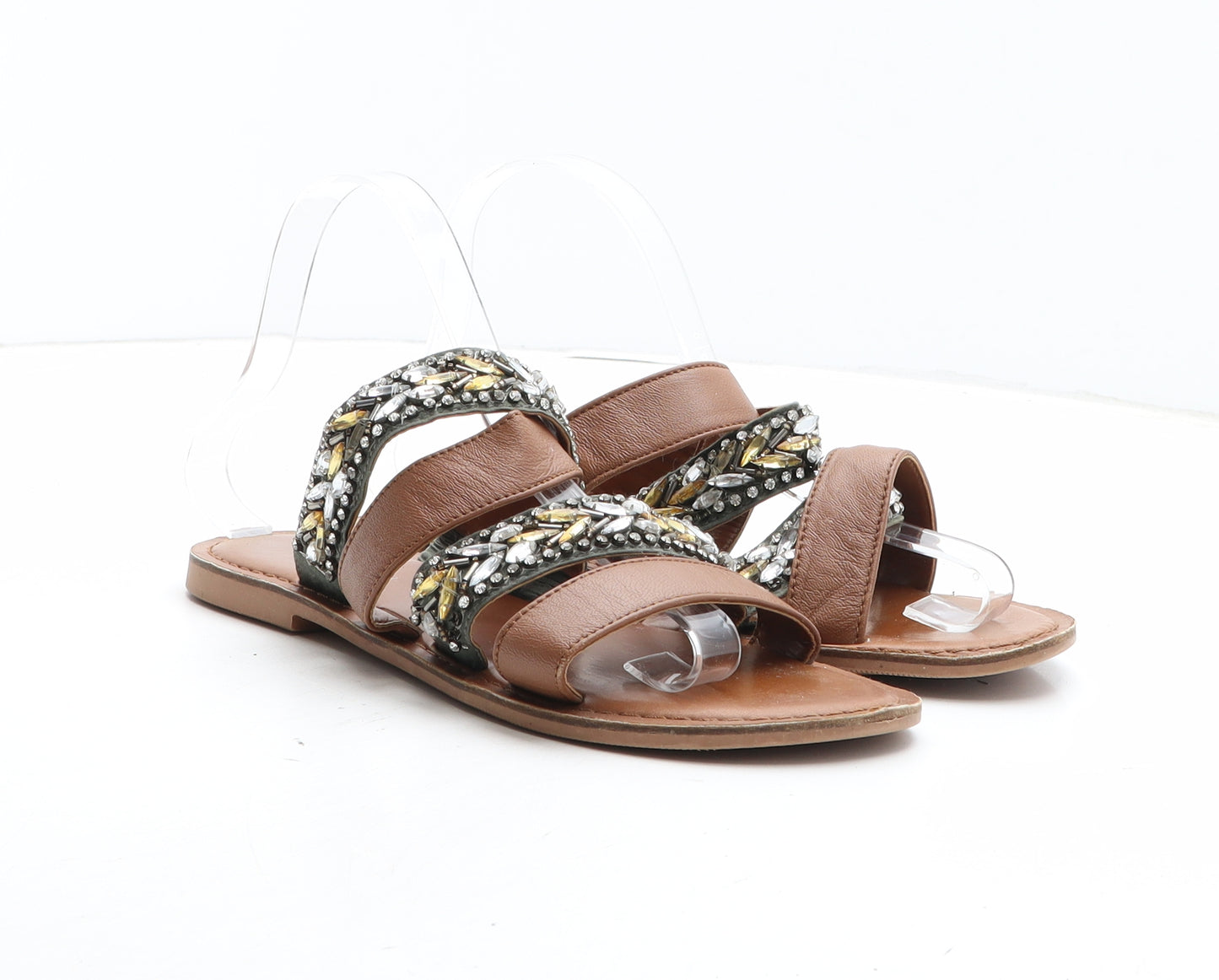 Casa Di Rosa Womens Brown Synthetic Slip On Sandal UK