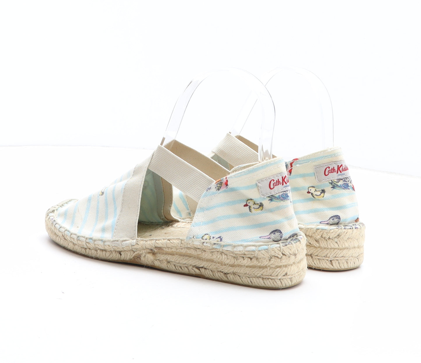Cath Kidston Womens Blue Striped Cotton Espadrille Casual UK - Bird Pattern