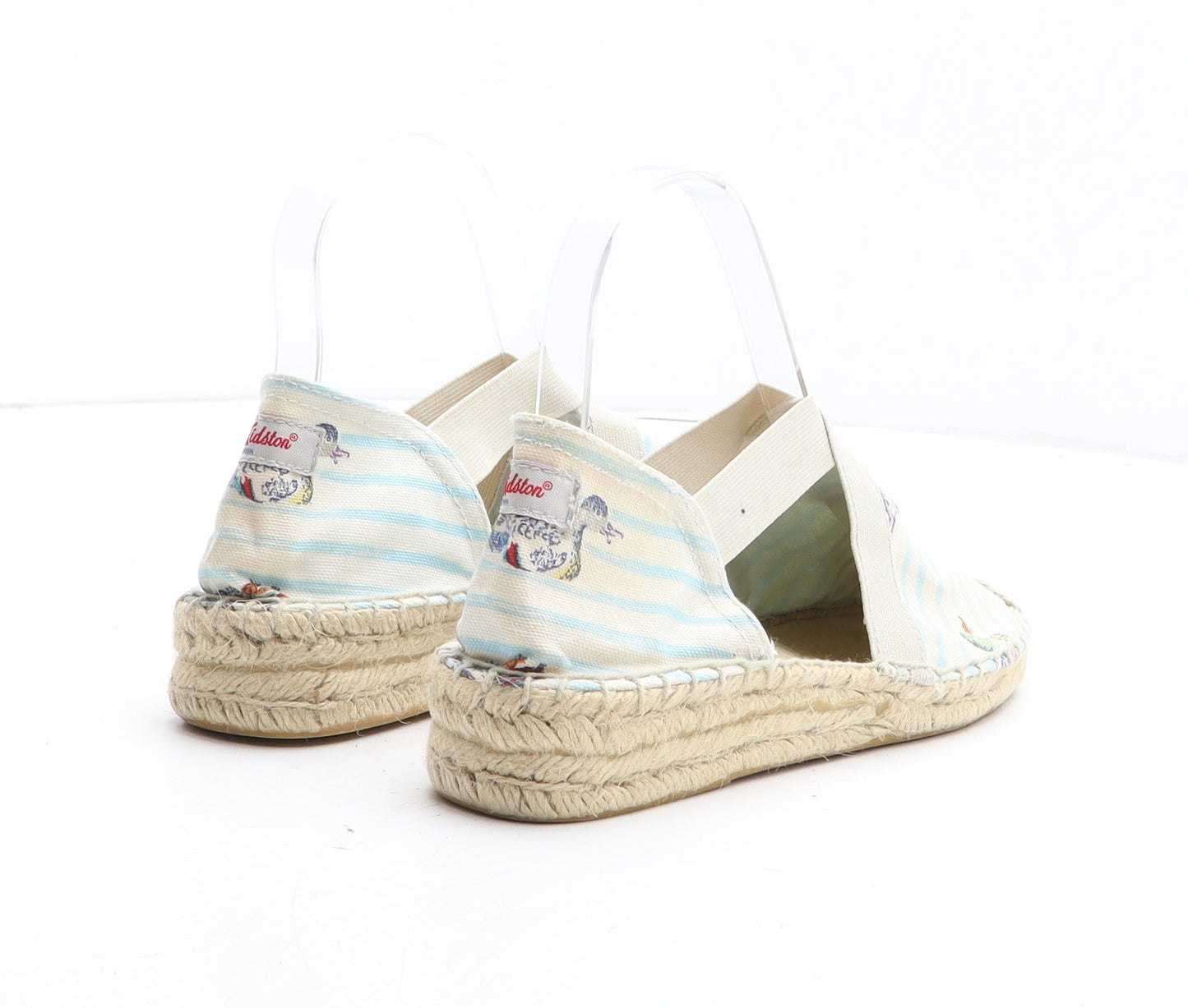Cath Kidston Womens Blue Striped Cotton Espadrille Casual UK - Bird Pattern