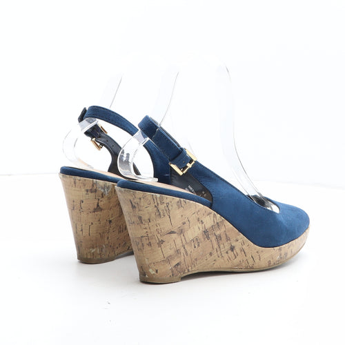 F&F Womens Blue Synthetic Slingback Heel UK
