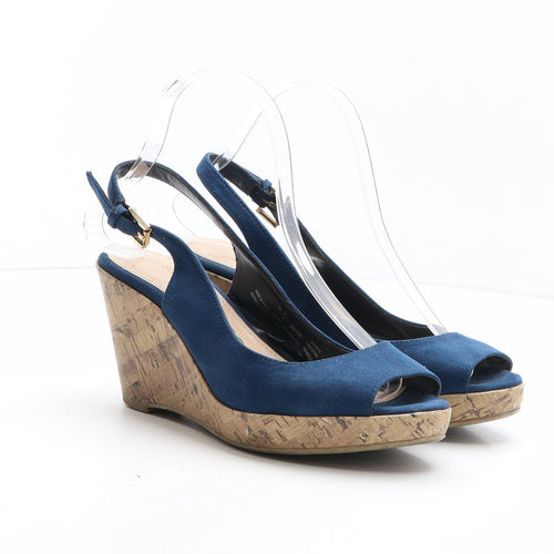 F&F Womens Blue Synthetic Slingback Heel UK