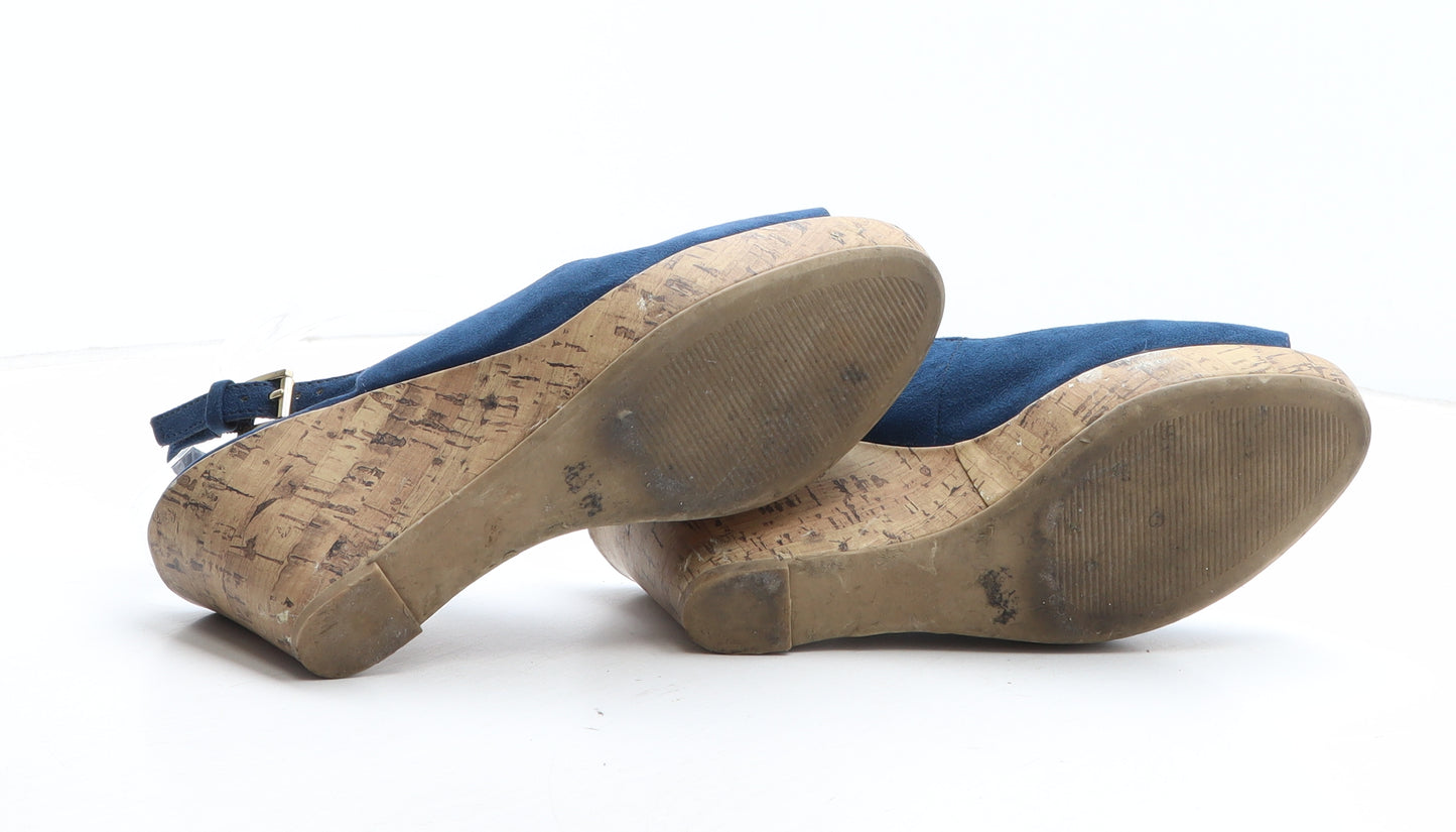 F&F Womens Blue Synthetic Slingback Heel UK