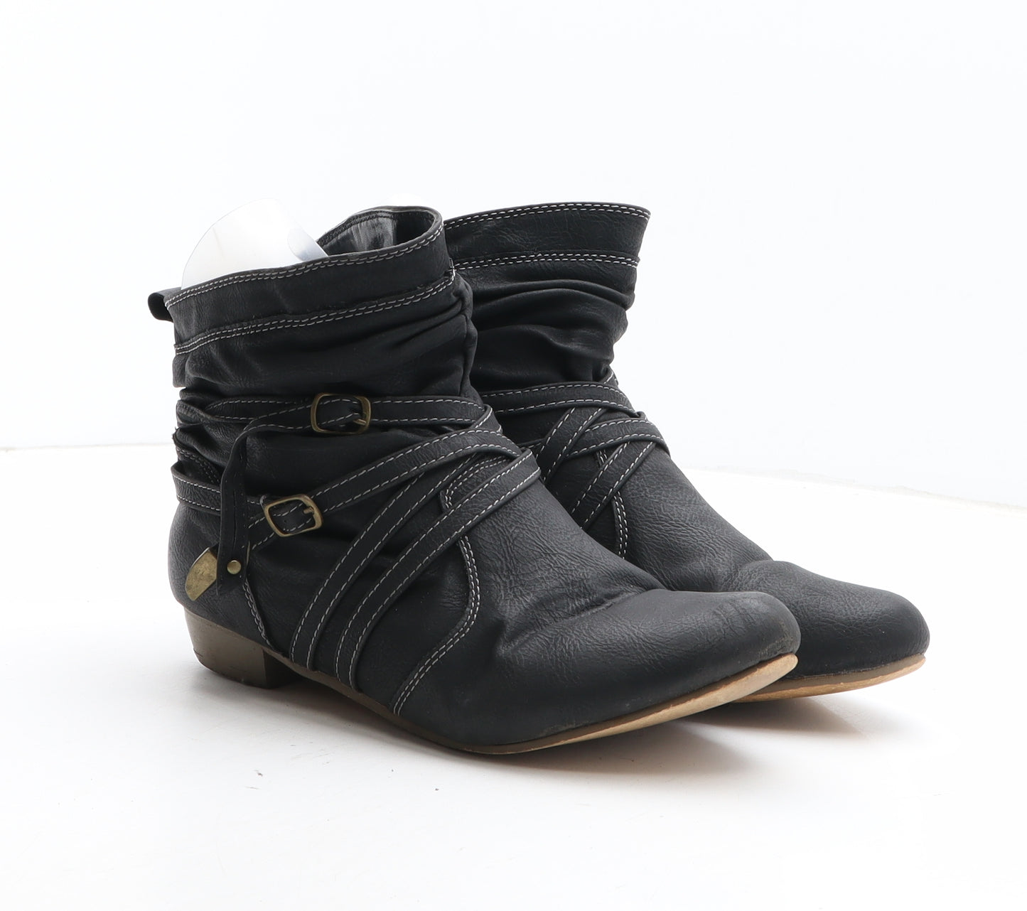 Preworn Womens Black Synthetic Bootie Boot UK