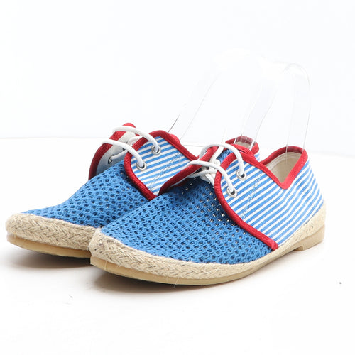 OFFICE Womens Blue Striped Synthetic Espadrille Casual UK