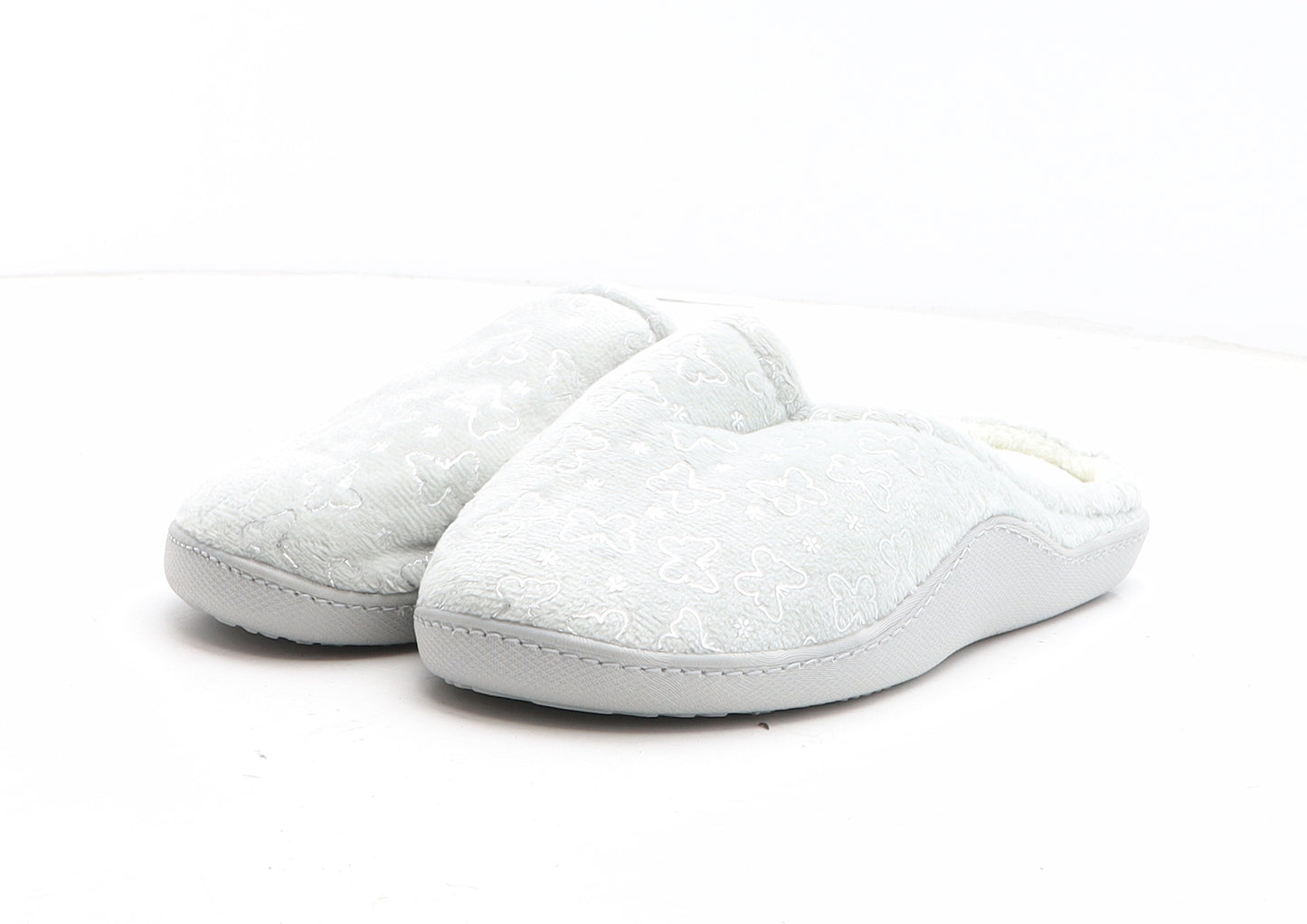 TU Womens Grey Geometric Polyester Slip On Slipper UK - Butterfly Pattern