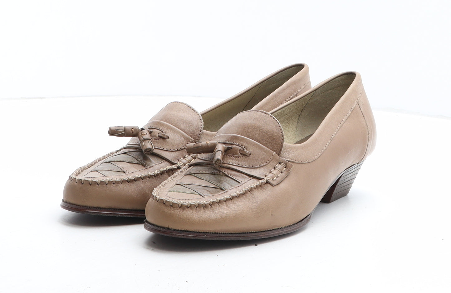 Clarks Womens Beige Leather Slip On Casual UK