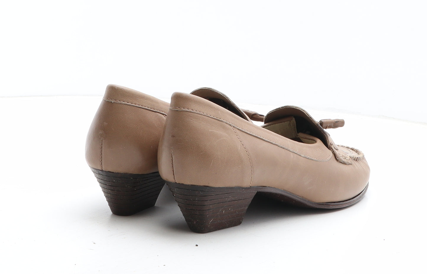 Clarks Womens Beige Leather Slip On Casual UK