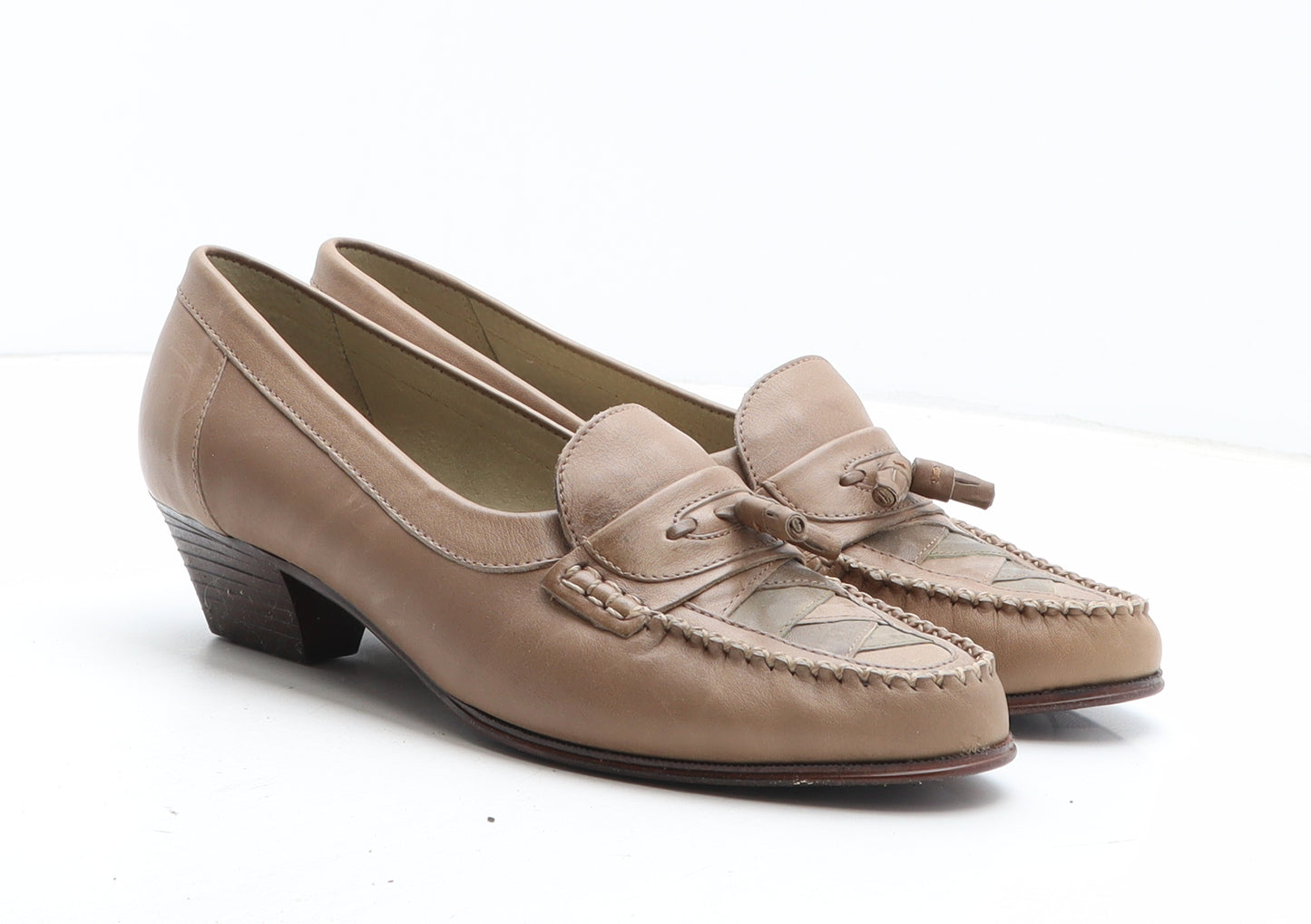 Clarks Womens Beige Leather Slip On Casual UK