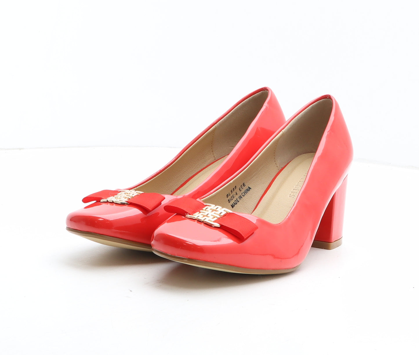 Heavenly Soles Womens Red Synthetic Court Heel UK