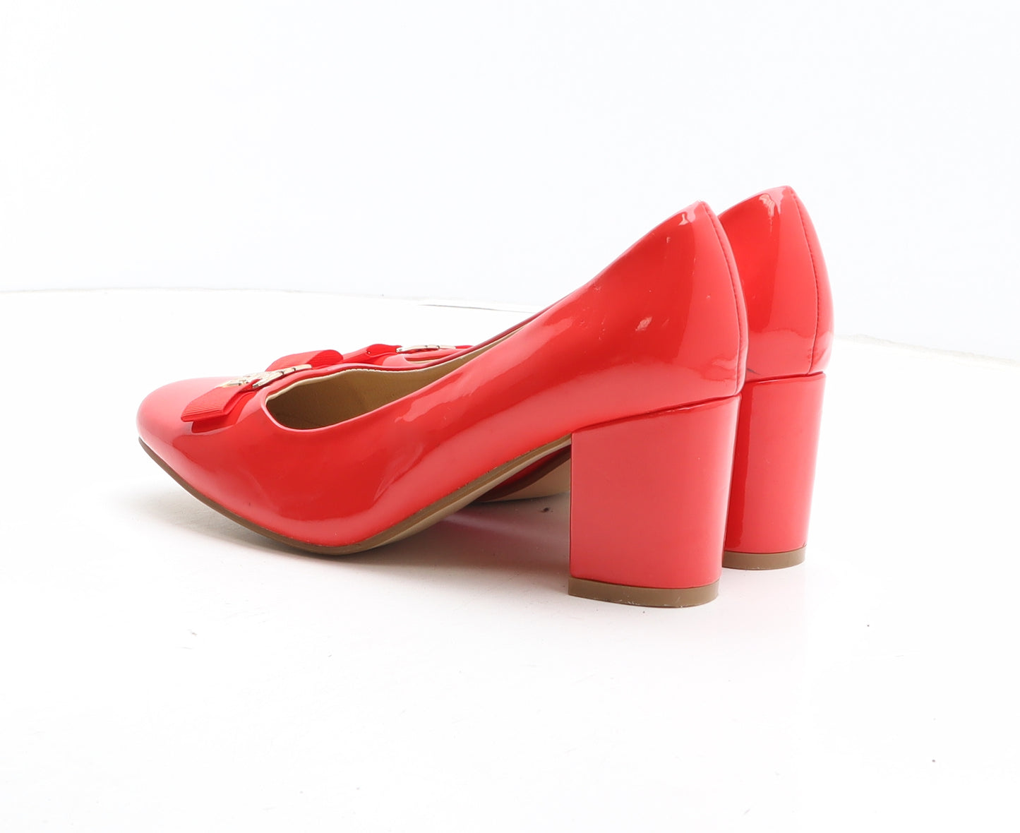 Heavenly Soles Womens Red Synthetic Court Heel UK