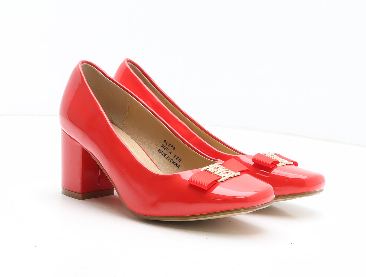Heavenly Soles Womens Red Synthetic Court Heel UK