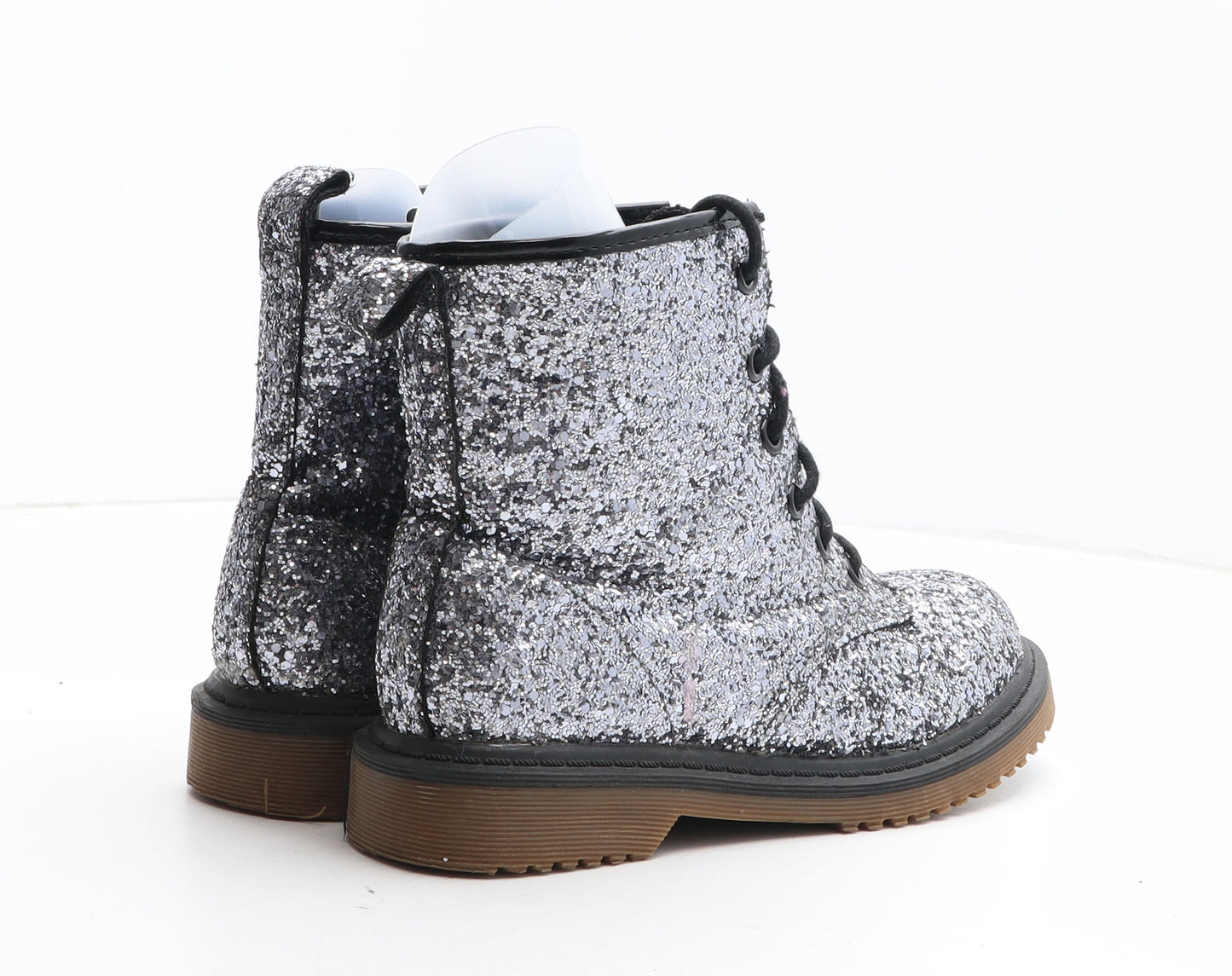 Primark Womens Silver Synthetic Combat Boot UK