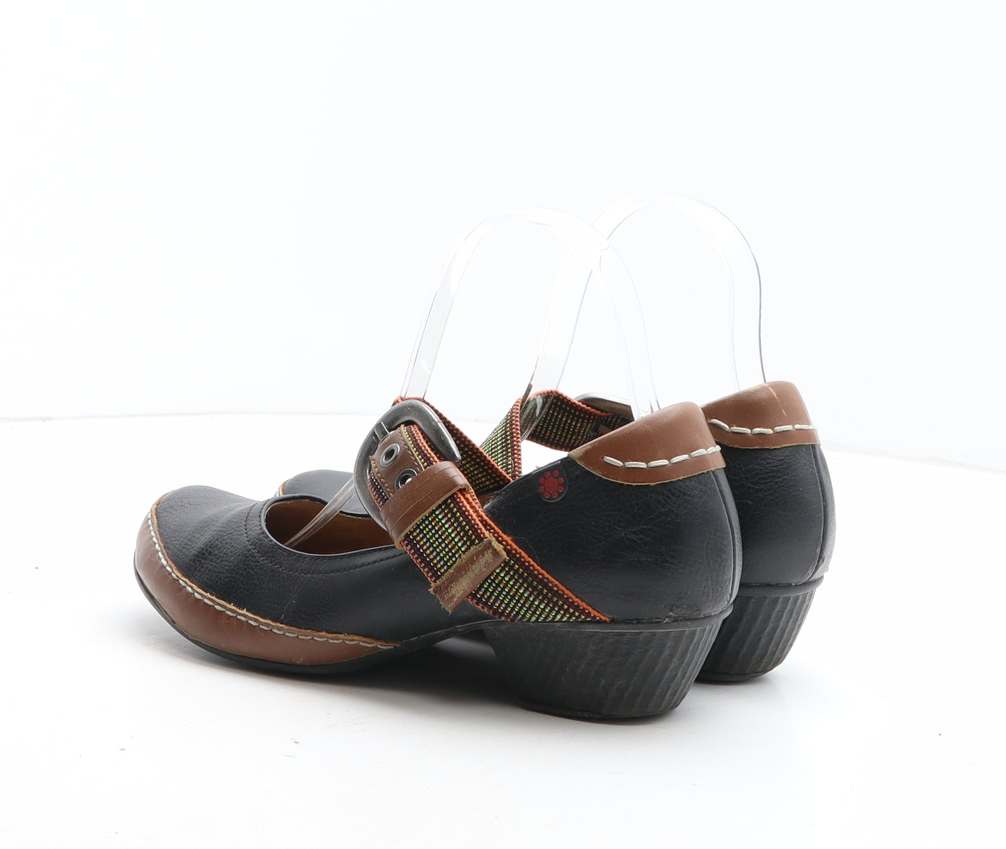 Pavers Womens Black Leather Court Heel UK