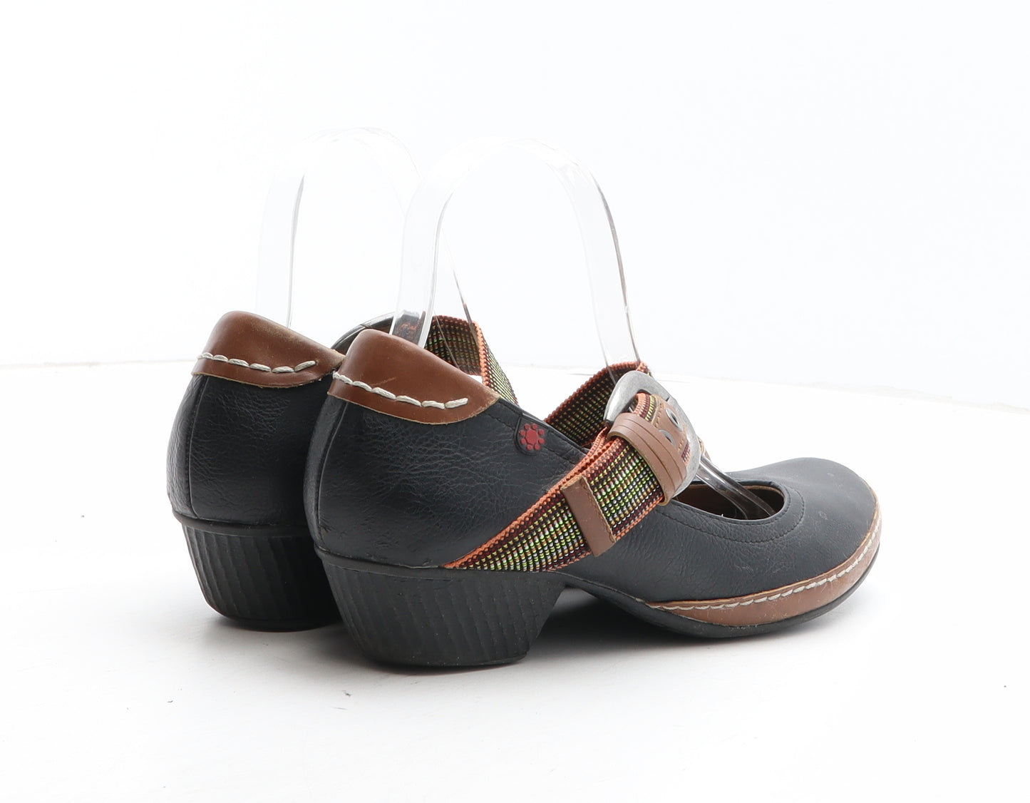 Pavers Womens Black Leather Court Heel UK