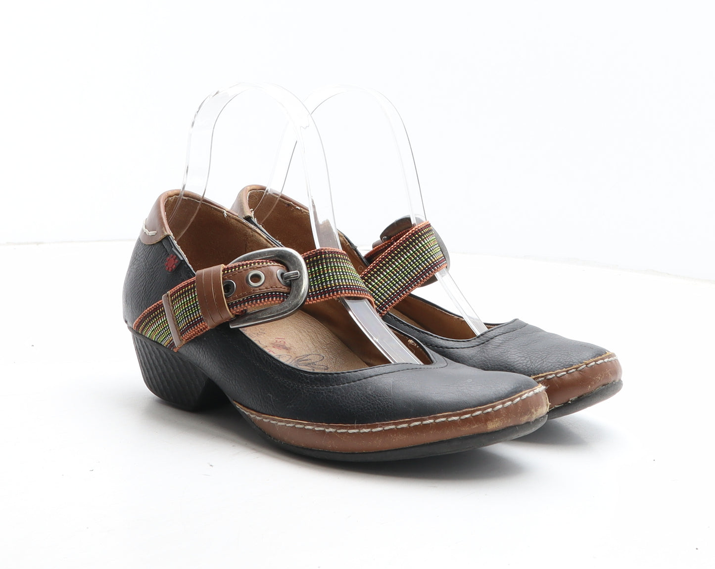 Pavers Womens Black Leather Court Heel UK