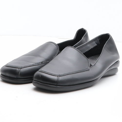 FootGlove Womens Black Leather Slip On Casual UK