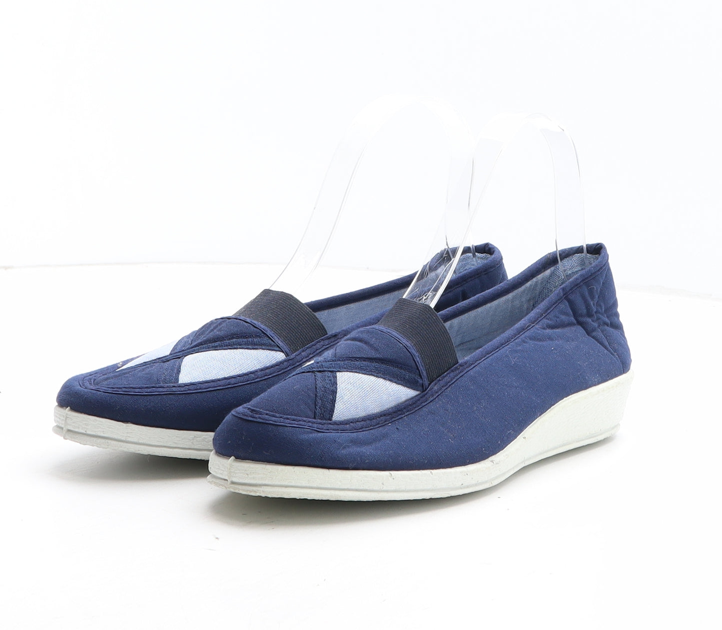 Preworn Womens Blue Colourblock Synthetic Slip On Casual UK