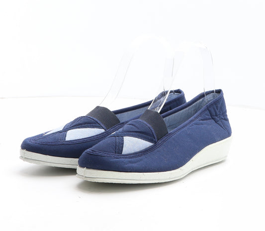 Preworn Womens Blue Colourblock Synthetic Slip On Casual UK