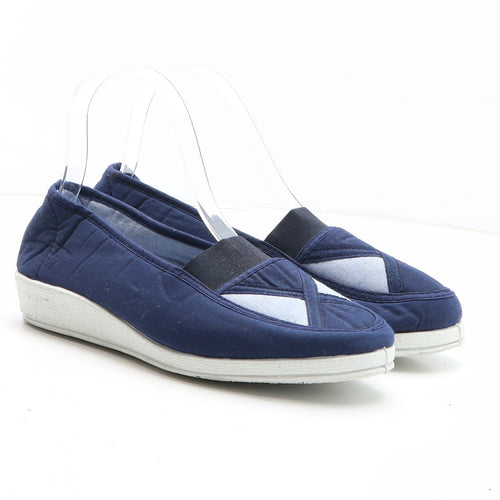 Preworn Womens Blue Colourblock Synthetic Slip On Casual UK