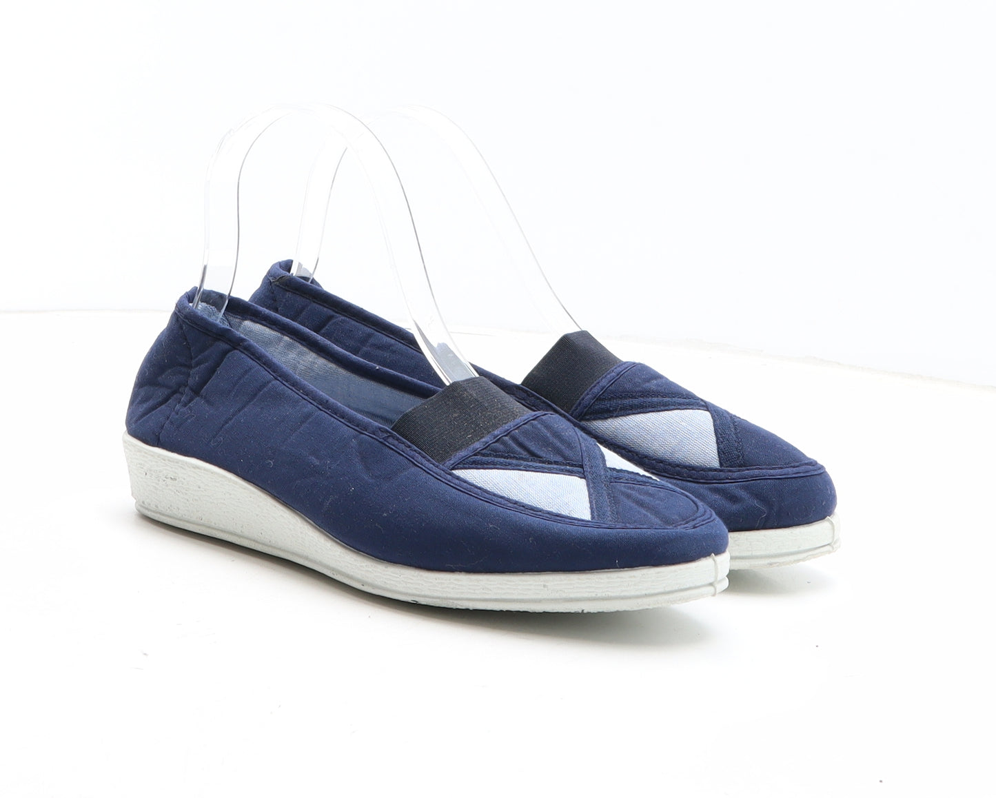 Preworn Womens Blue Colourblock Synthetic Slip On Casual UK