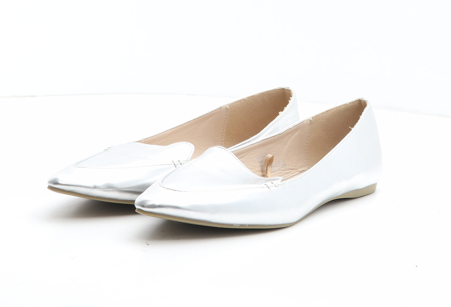 Papaya Womens Silver Synthetic Flat UK