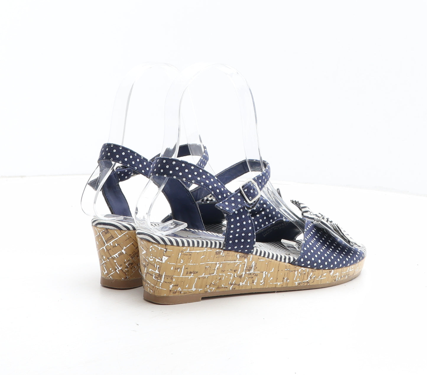 Preworn Womens Blue Polka Dot Synthetic Espadrille Heel UK