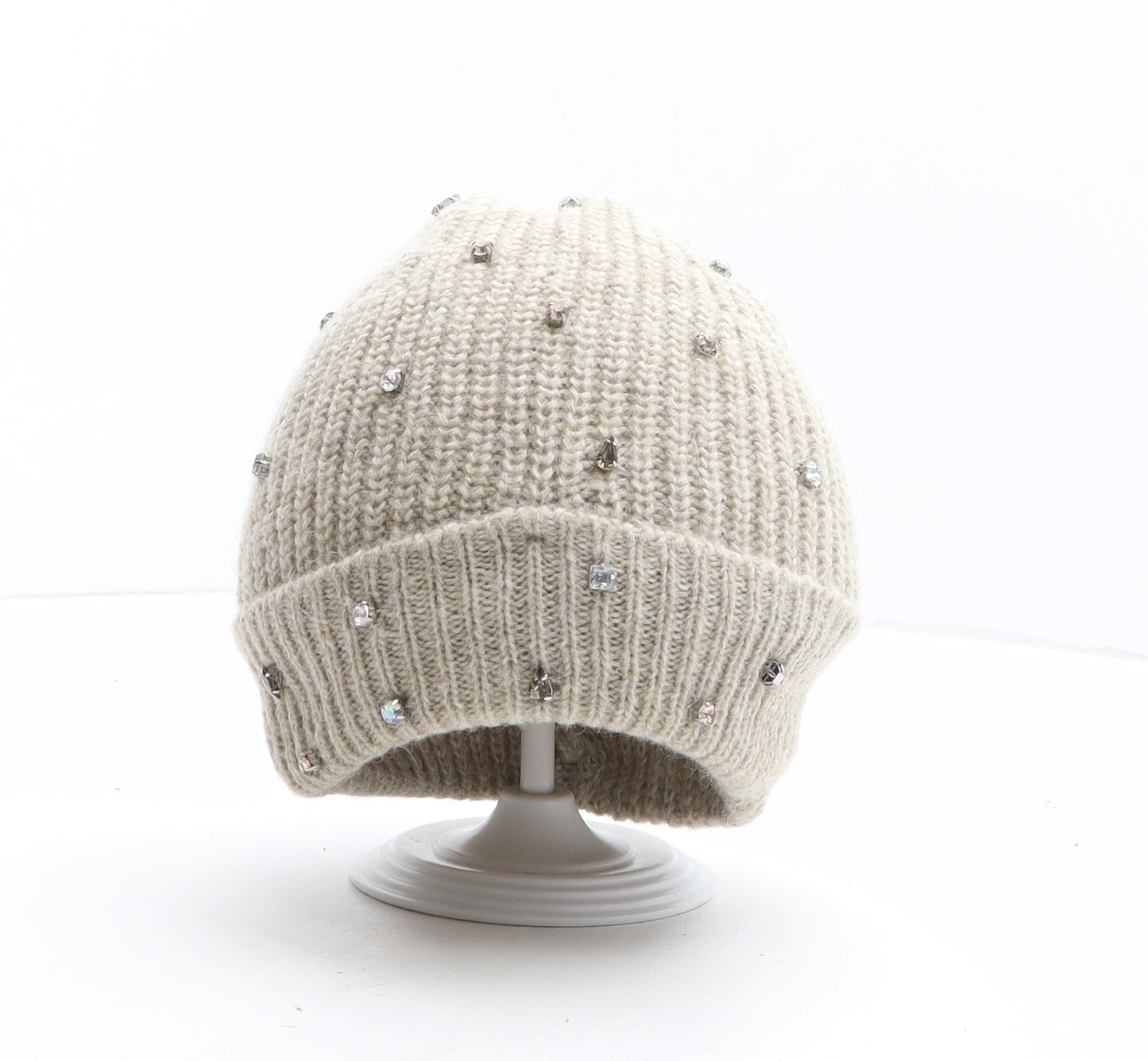 F&F Womens Beige Acrylic Beanie One Size