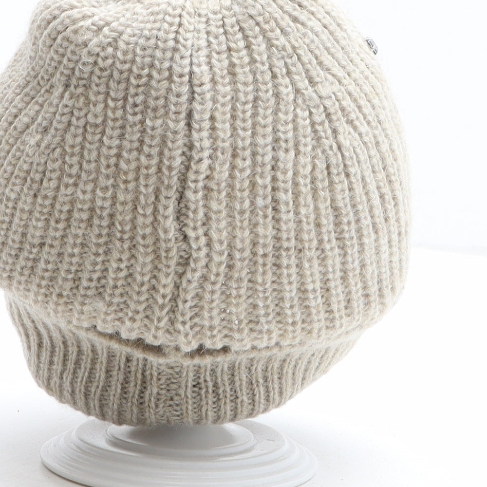 F&F Womens Beige Acrylic Beanie One Size