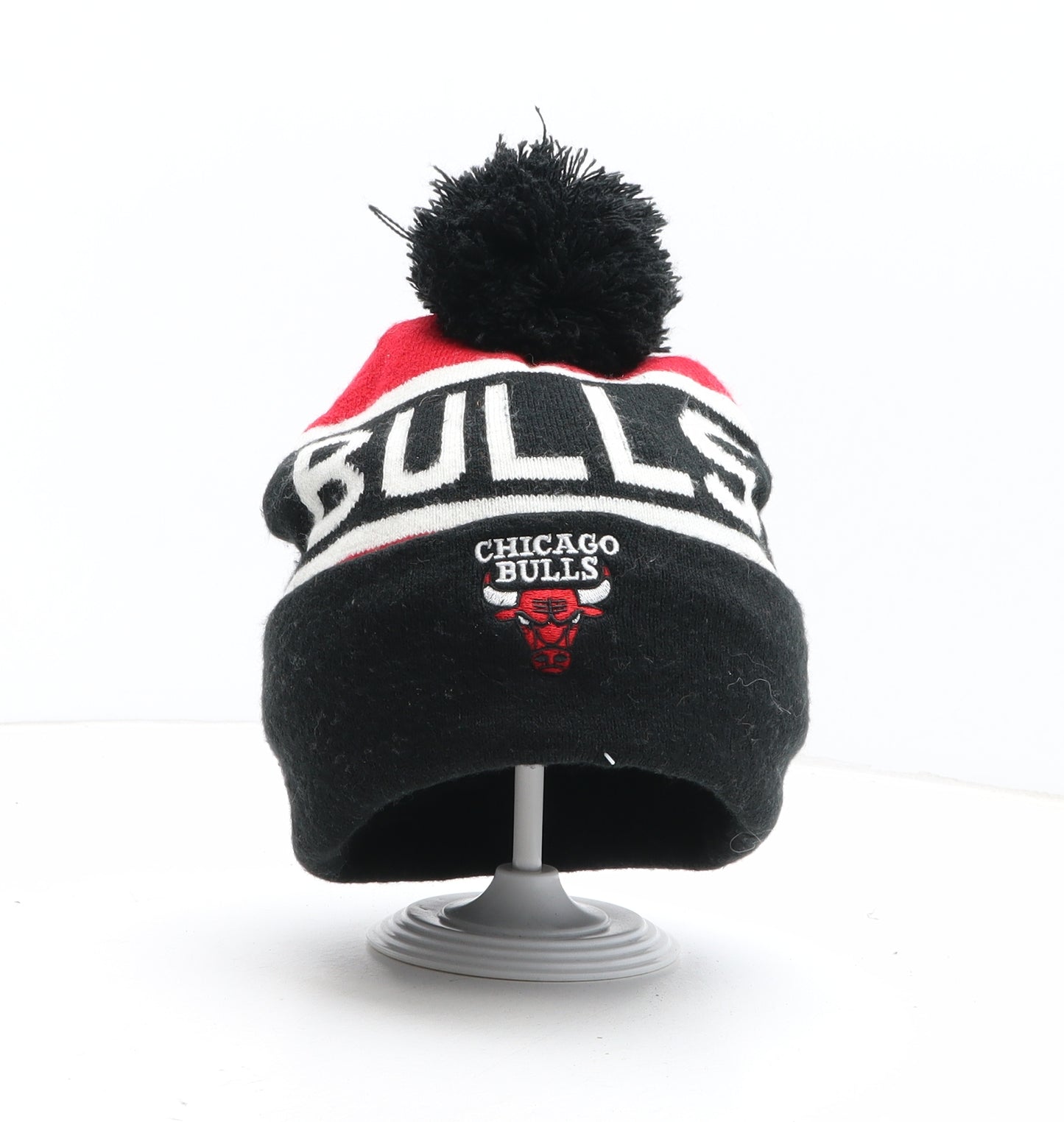 NBA Boys Red Colourblock Acrylic Bobble Hat One Size - Chicago Bulls