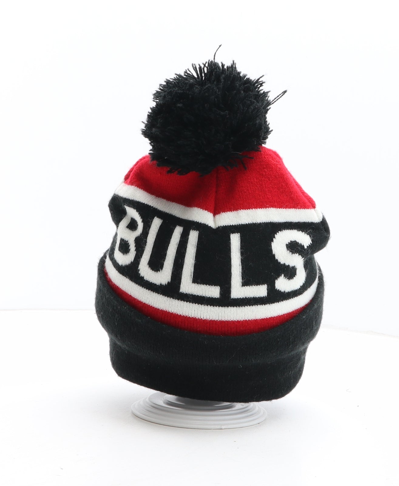 NBA Boys Red Colourblock Acrylic Bobble Hat One Size - Chicago Bulls