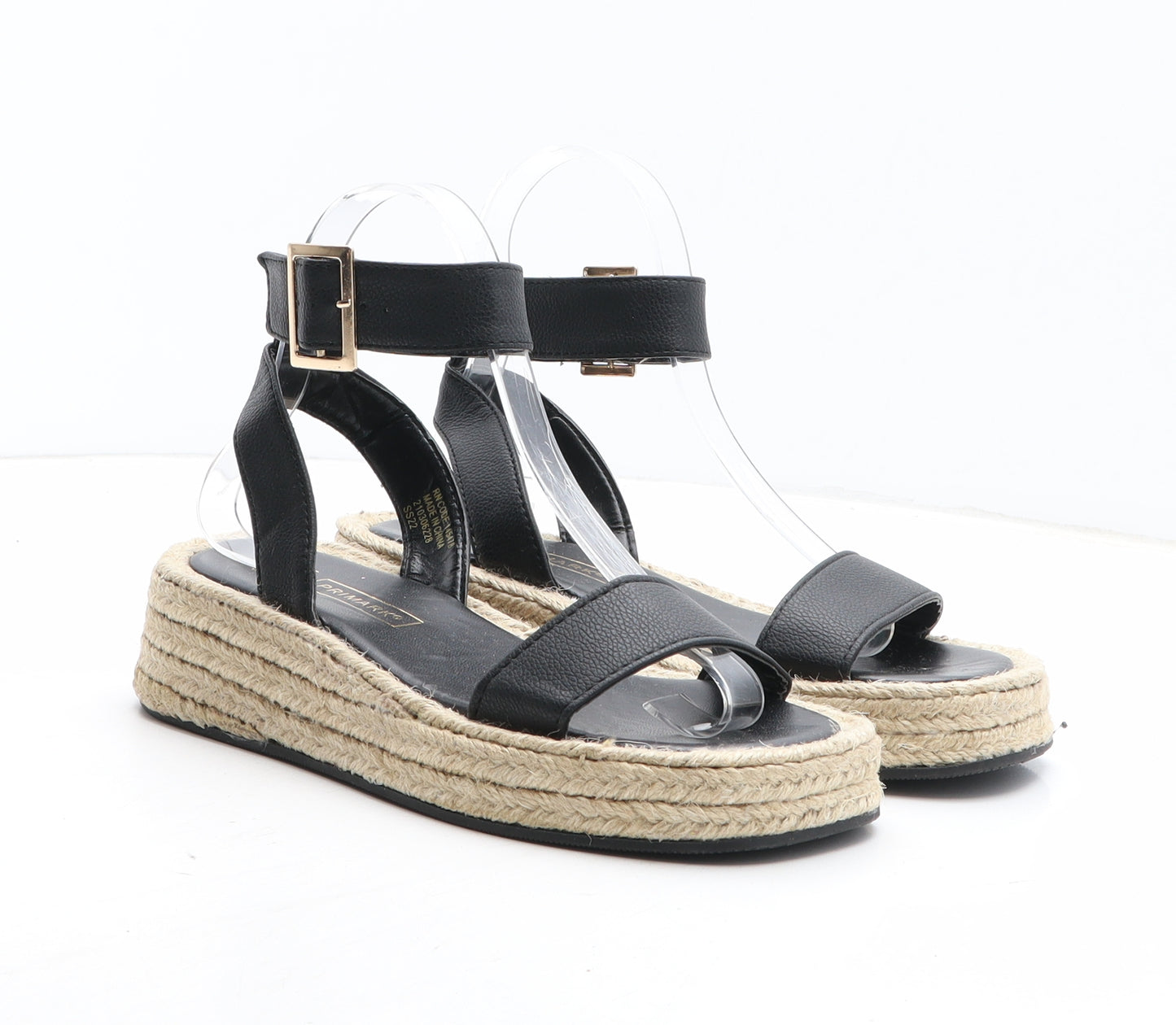 Primark Womens Black Synthetic Espadrille Sandal UK