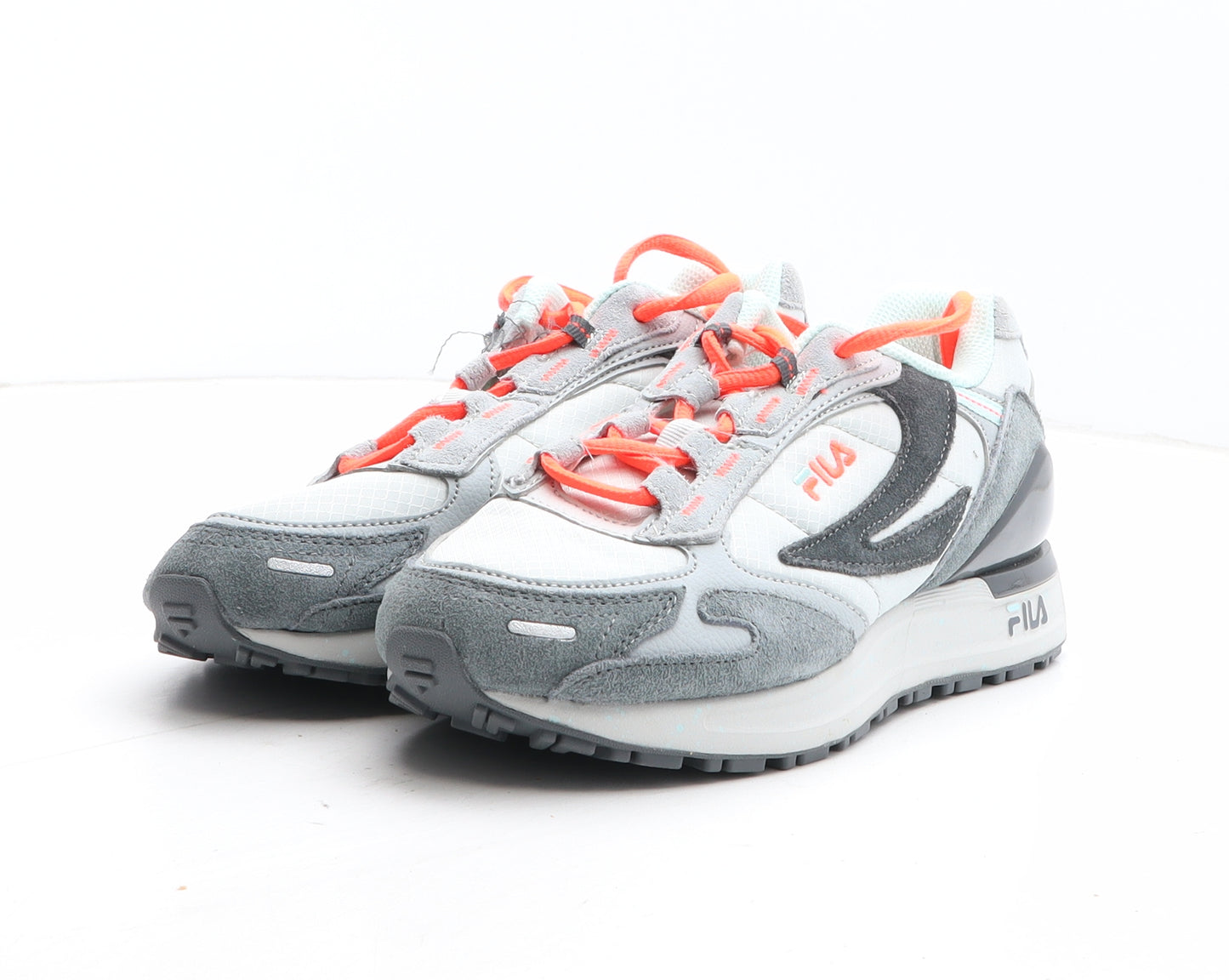 FILA Womens Grey Colourblock Fabric Trainer UK