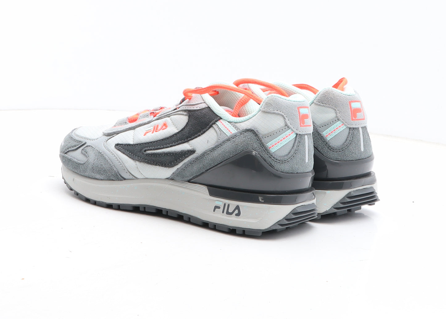 FILA Womens Grey Colourblock Fabric Trainer UK