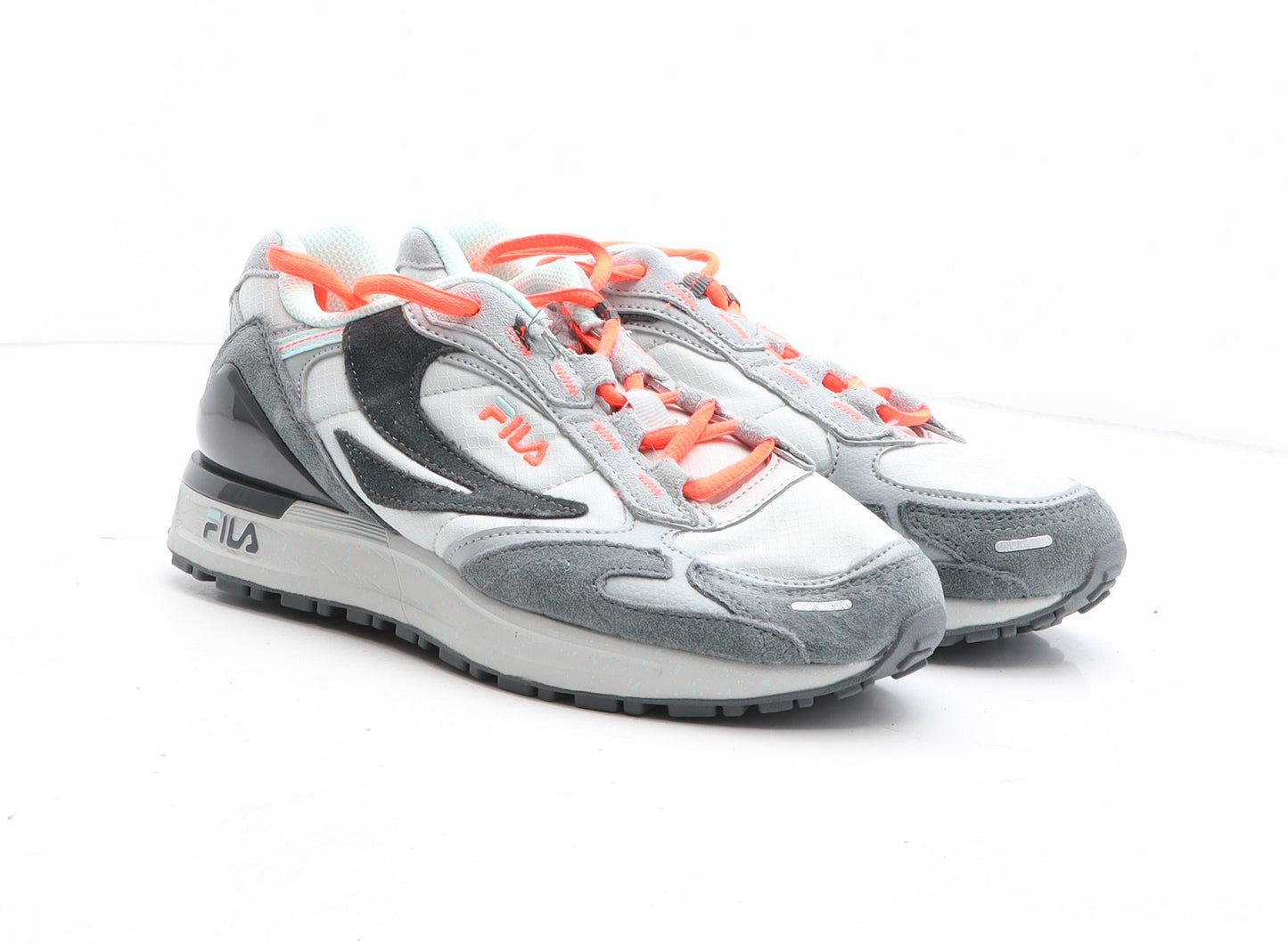 FILA Womens Grey Colourblock Fabric Trainer UK