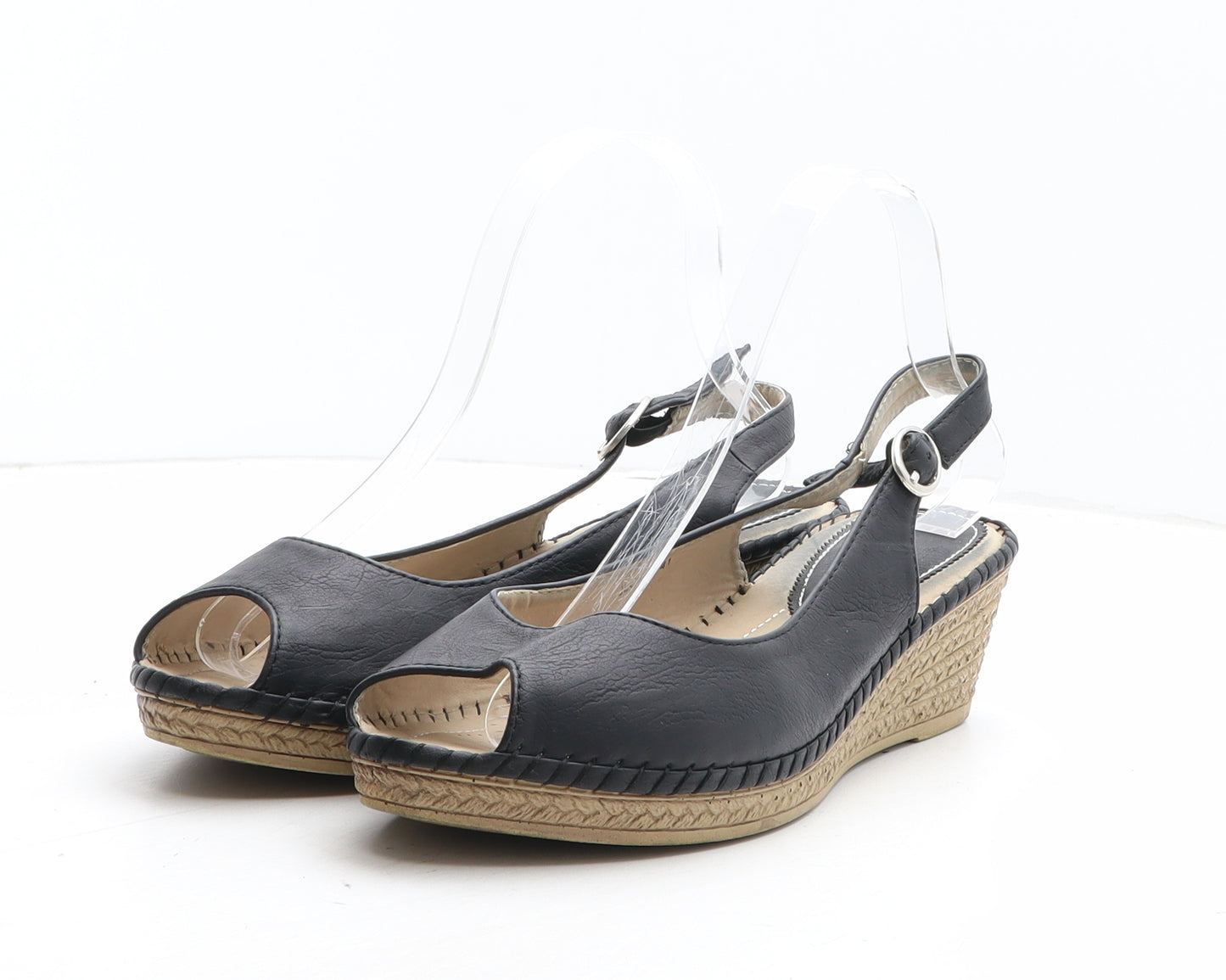 Lunar Womens Black Synthetic Slingback Sandal UK