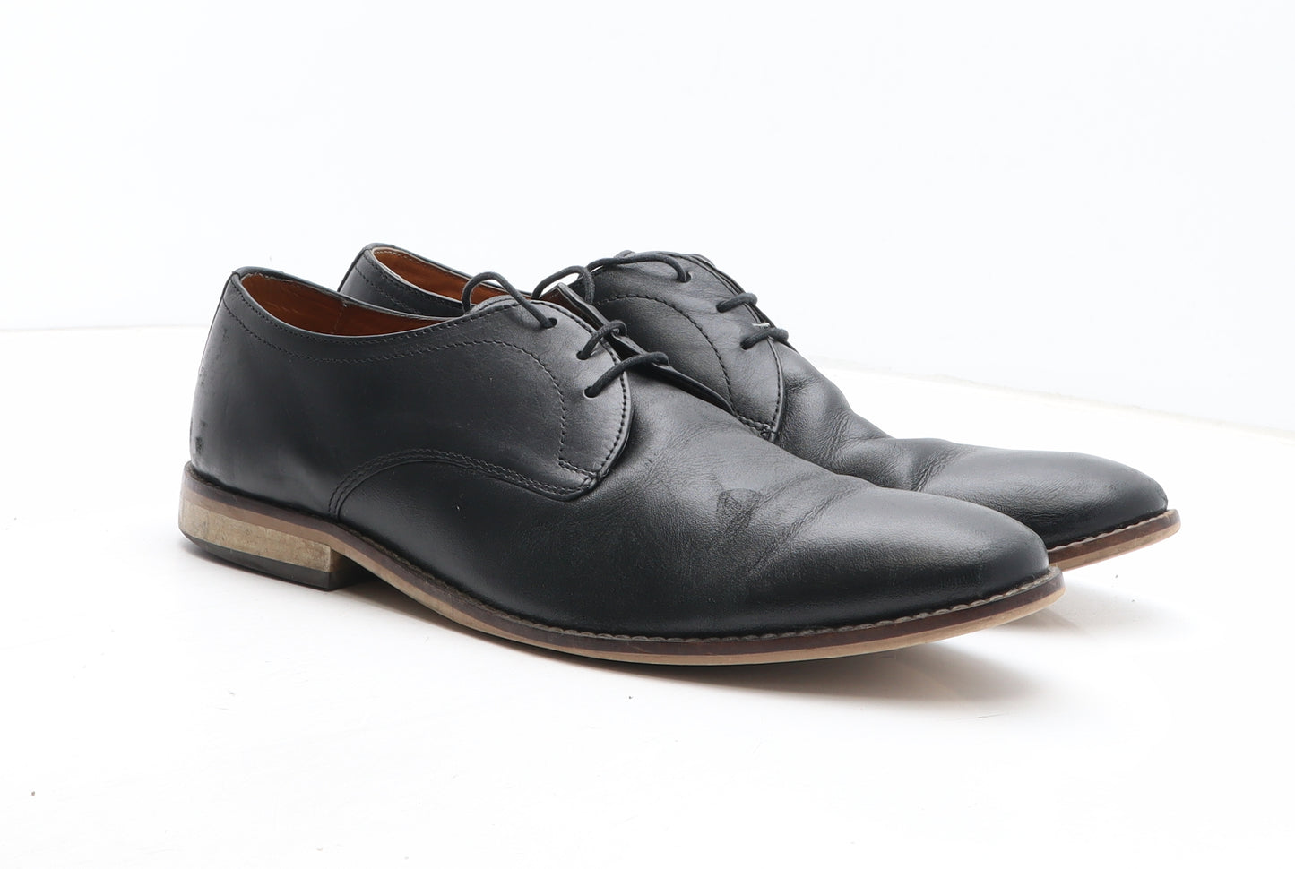 NEXT Mens Black Leather Oxford Dress UK 10