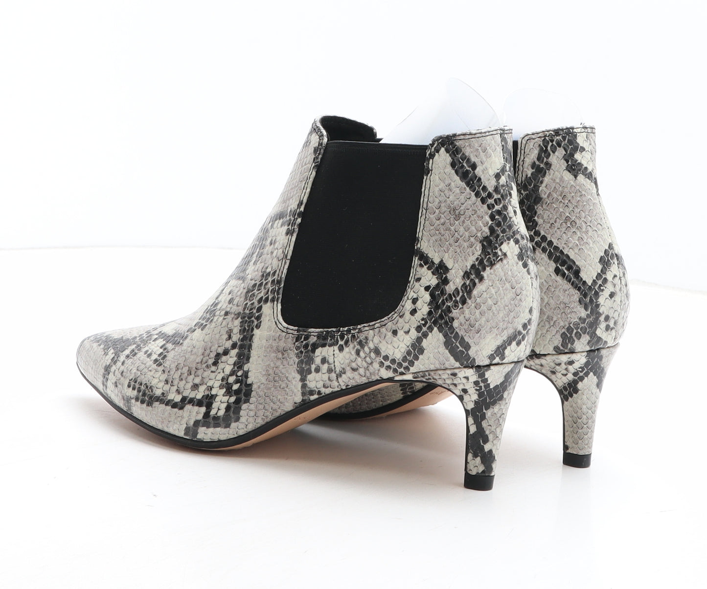 Clarks Womens Grey Animal Print Leather Chelsea Boot UK - Snakeskin Pattern