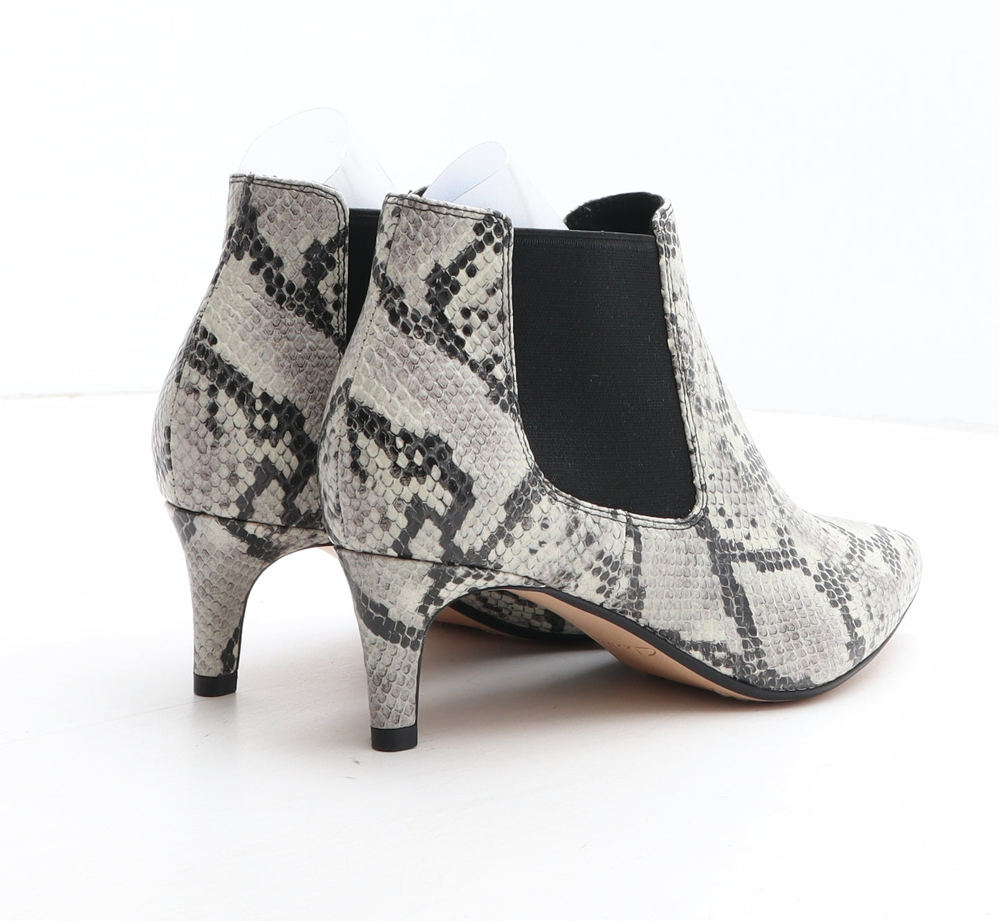 Clarks Womens Grey Animal Print Leather Chelsea Boot UK - Snakeskin Pattern