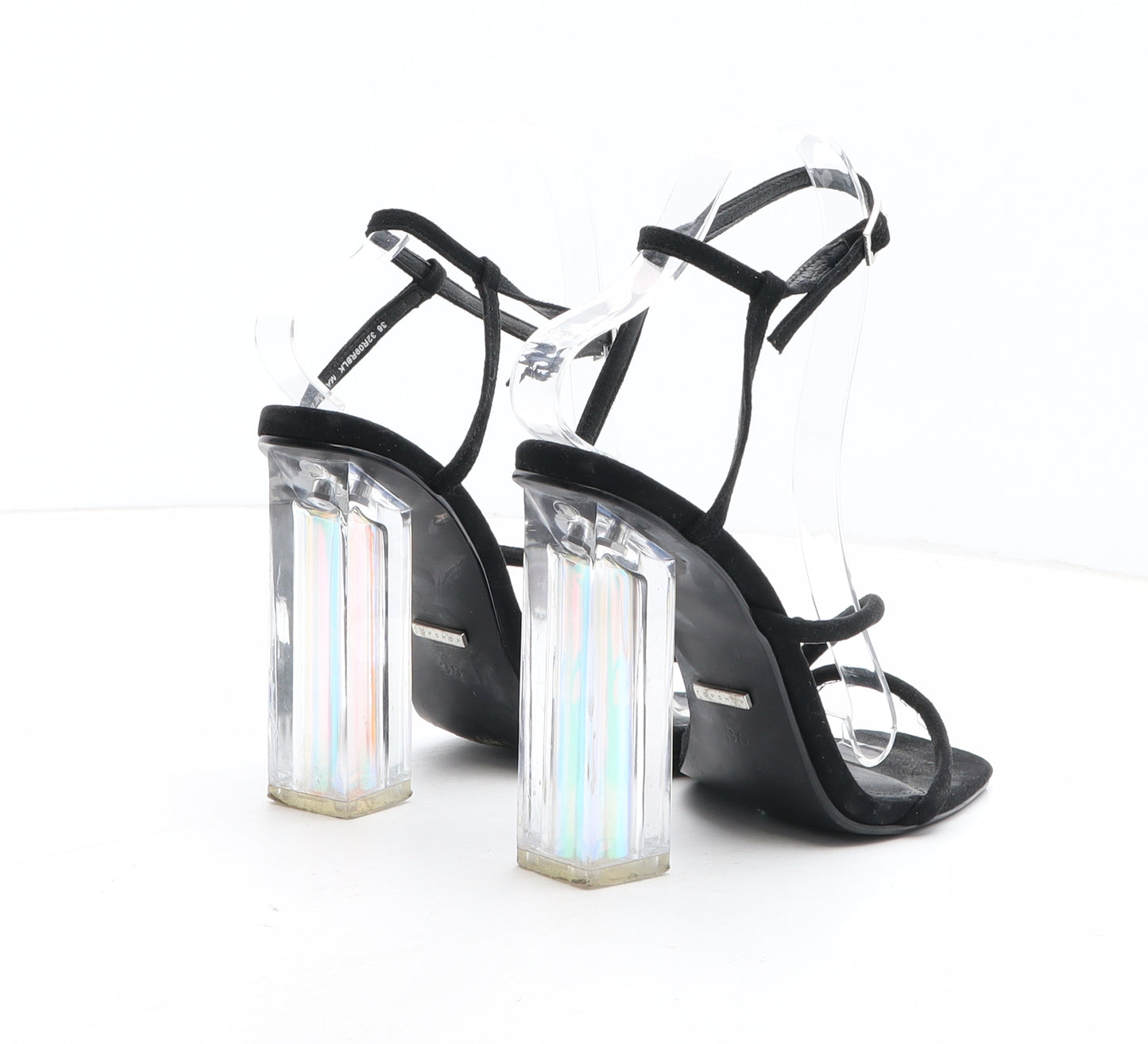 Topshop Womens Black Fabric Strappy Heel UK