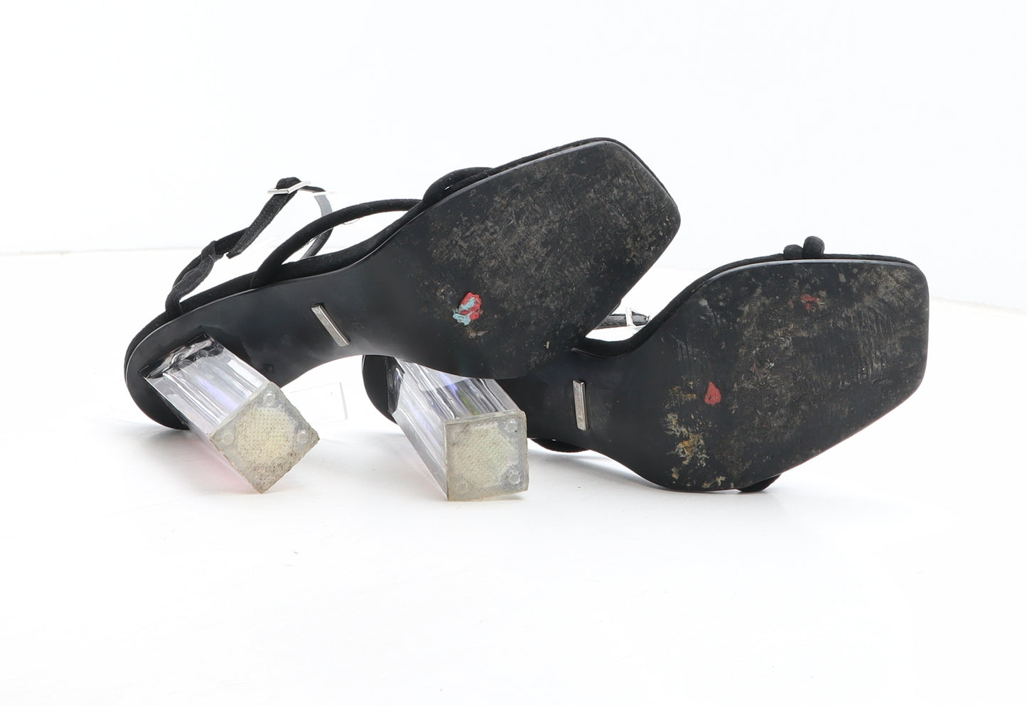 Topshop Womens Black Fabric Strappy Heel UK