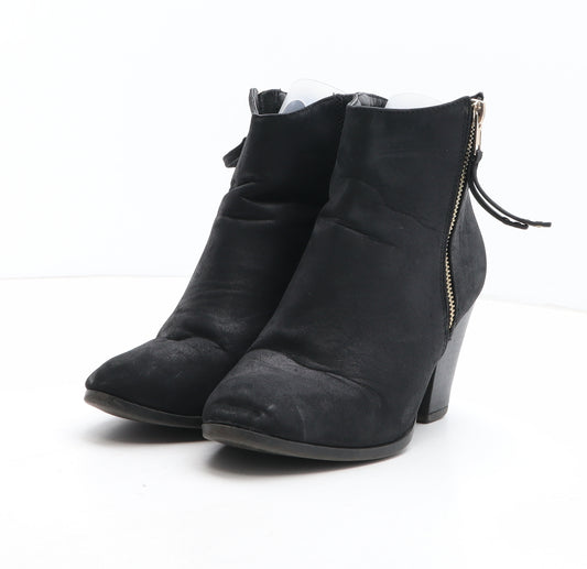 Preworn Womens Black Synthetic Bootie Boot UK