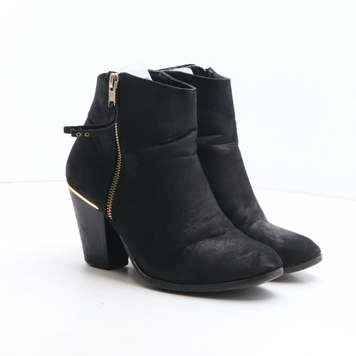 Preworn Womens Black Synthetic Bootie Boot UK