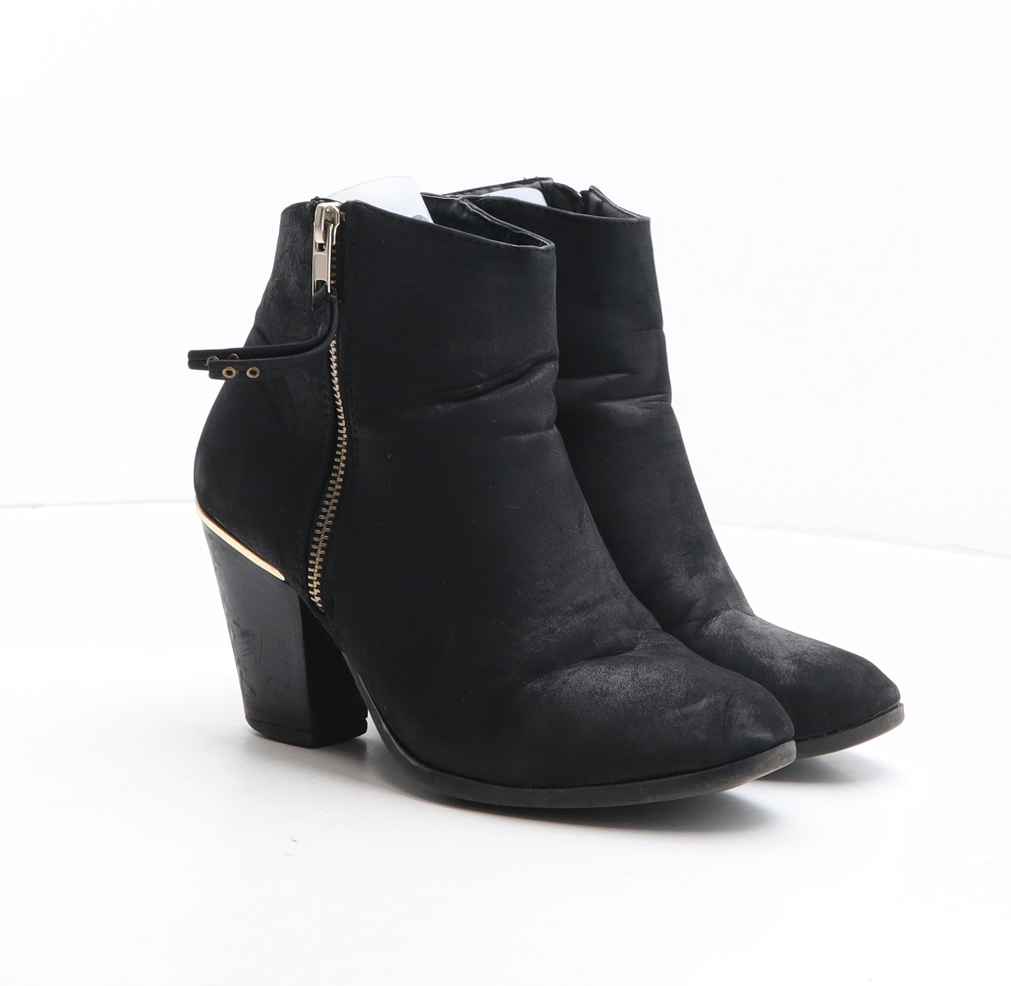 Preworn Womens Black Synthetic Bootie Boot UK