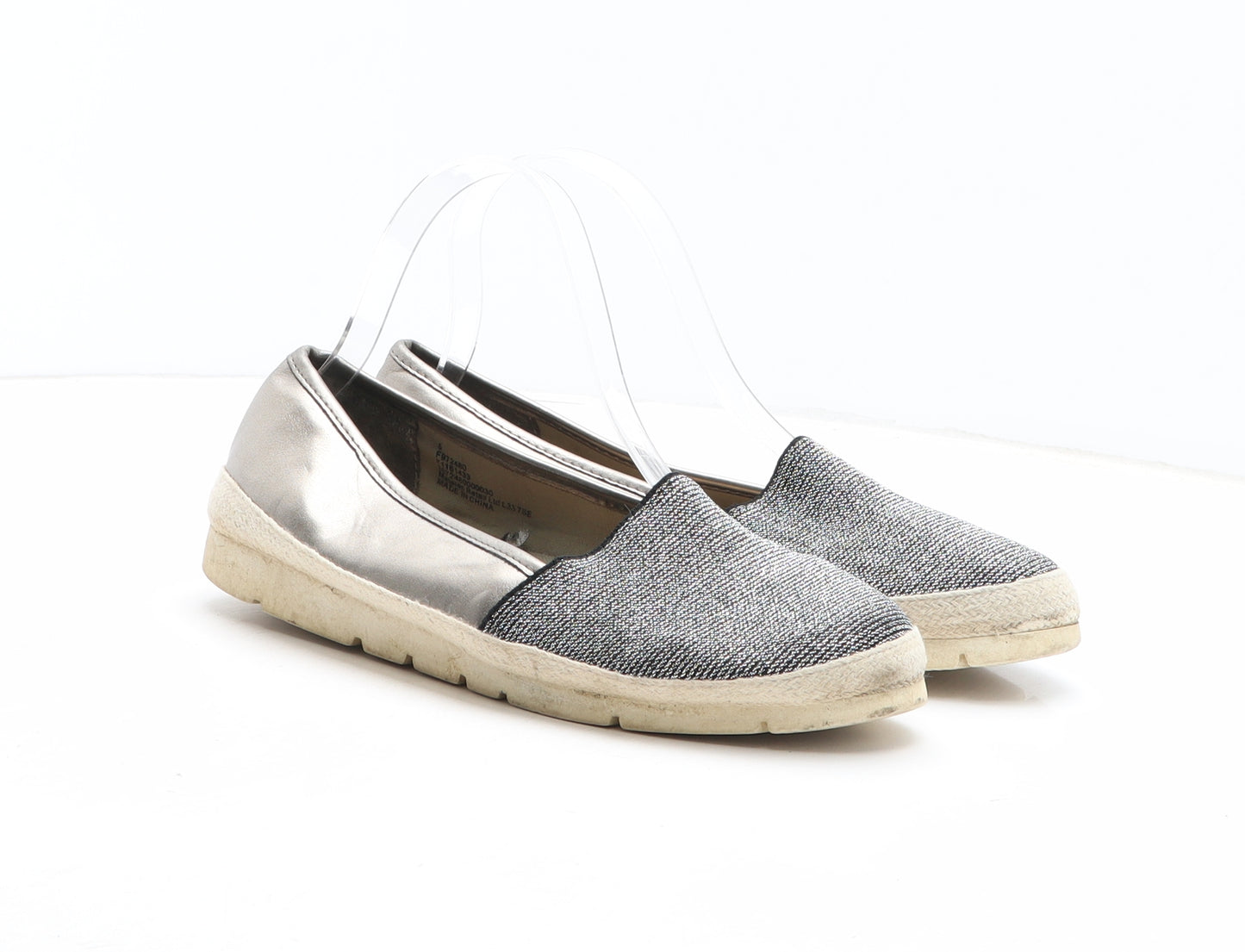 Preworn Womens Silver Colourblock Synthetic Slip On Casual UK