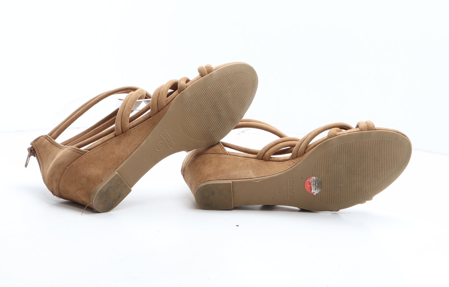 Papaya Womens Brown Fabric Strappy Heel UK