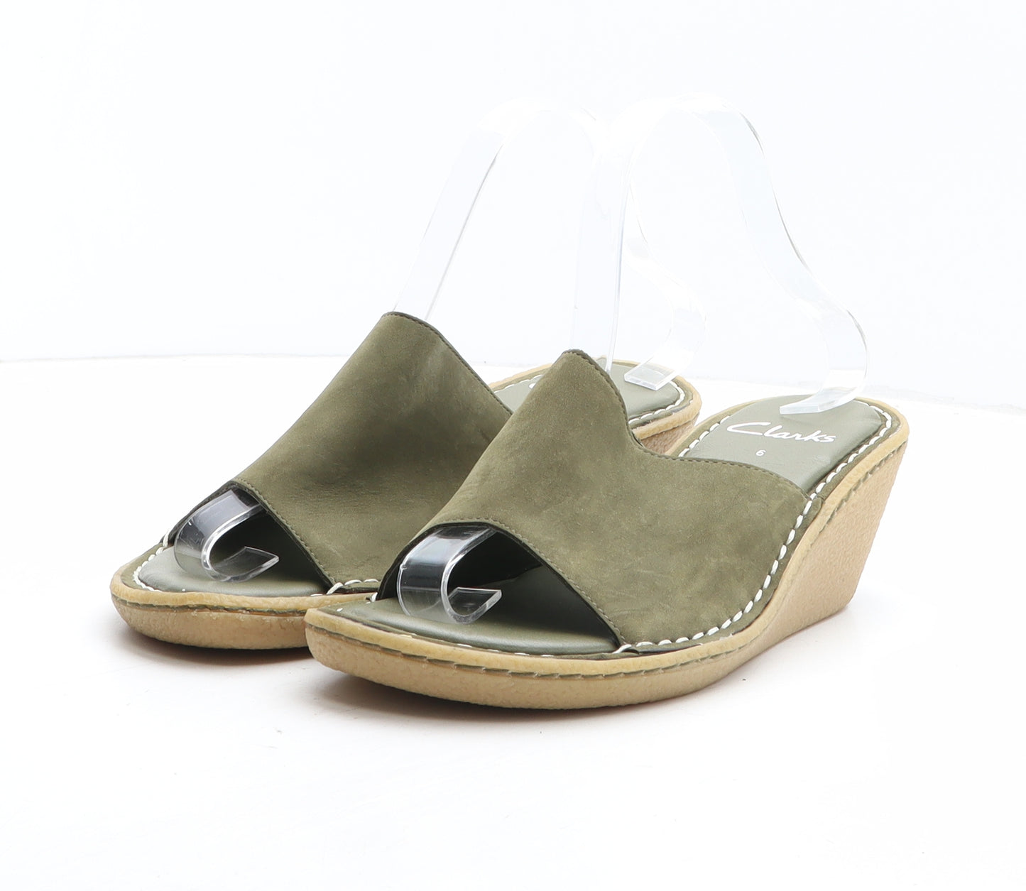 Clarks Womens Green Synthetic Mule Heel UK
